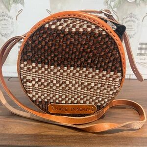 Kenyan Artisan Woven Crossbody Bag - Brown and Tan